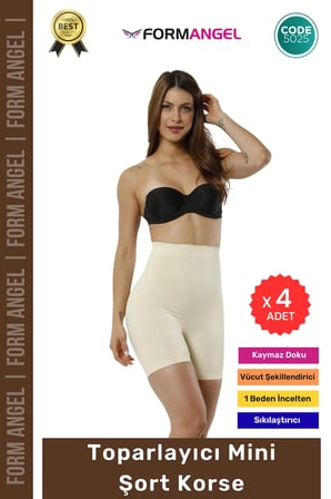 #Korse Seamless Dikişsiz Vücut Şekillendirici Kaymaz Kadın Toparlayıcı Mini Şort Korse - 4 Adet