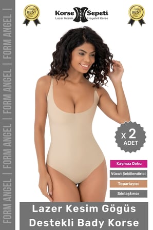 #Korse Kayma Önleyen 2 Beden Küçülten İz Yapmayan Lazer Kesim Göğüs Destekli Body Korse - 2 Adet