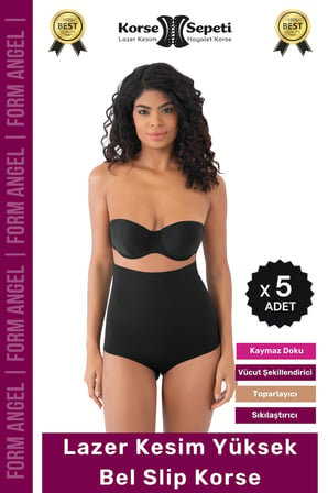 #Korse Toparlayıcı Kaymaz 2 Beden Küçülten Kadın Lazer Kesim Yüksek Bel Slip Korse - 5 Adet