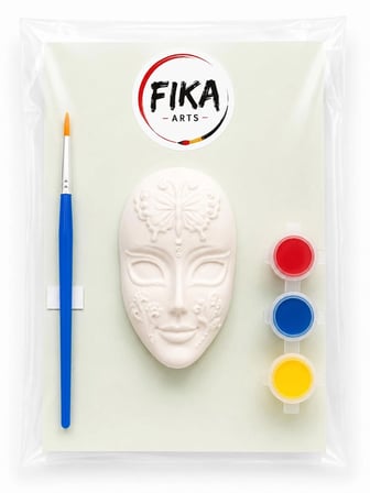 Fika Arts  Taş Tozu Boyanabilir Maske Figürü-Kendin Boya Hobi Seti