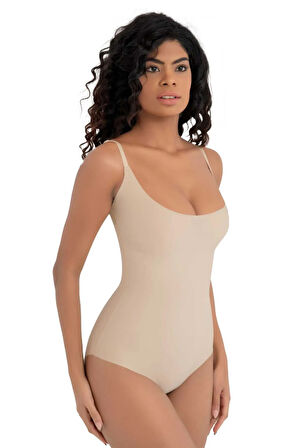 Uniquetrenders Kadın Lazer Kesim İz Yapmaz Göğüs Destekli Askılı Toparlayıcı Body Slip Korse