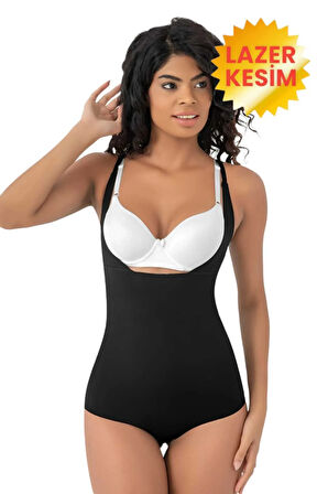 Uniquetrenders Kadın Lazer Kesim İz Yapmaz Göğüs Destekli Askılı Toparlayıcı Body Slip Korse 2'li Set