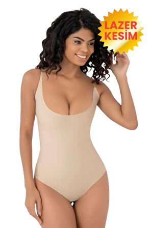 Uniquetrenders Kadın Lazer Kesim İz Yapmaz Göğüs Destekli Askılı Toparlayıcı Body Slip Korse 2'li Set