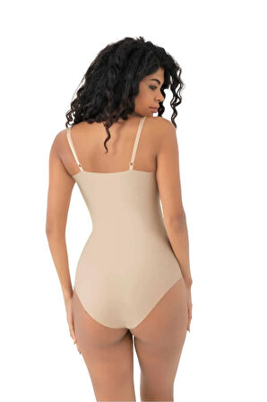 Uniquetrenders Kadın Lazer Kesim İz Yapmaz Göğüs Destekli Askılı Toparlayıcı Body Slip Korse 3'lü Set