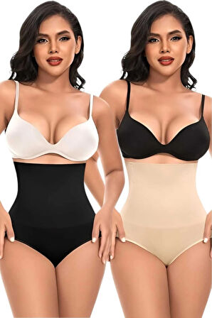 Uniquetrenders Kadın Toparlayıcı Dikişsiz Yüksek Bel Slip Korse 2'li Set