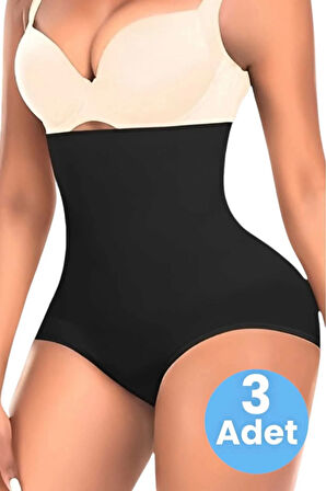 Uniquetrenders Kadın Toparlayıcı Dikişsiz Yüksek Bel Slip Korse 3'lü Set