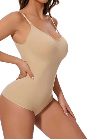 Uniquetrenders Kadın Dikişsiz Toparlayıcı ve İnceltici Çıtçıtlı İp Askılı Slip Body  Korse