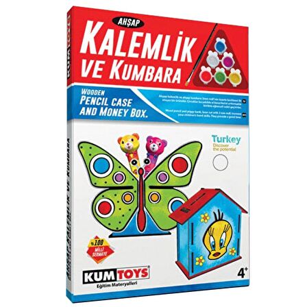 FABBATOYS Ahşap Kalemlik ve Kumbara Seti