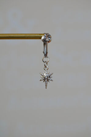 Delik Gerektirmeyen Kutup Yıldızı Figürlü Sıkıştırmalı Göbek Piercingi Mıknatıslı