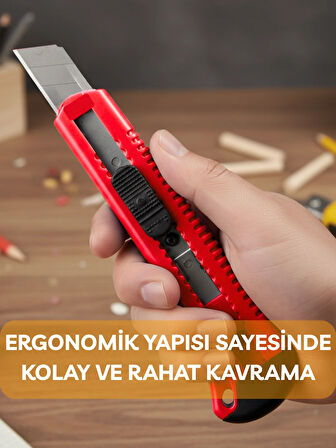 Falçata Plastik Gövde Geniş Maket Bıçağı Büyük Boy Halı Karton Kutu Gündelik Kullanım Hobi Bıçağı 15 CM