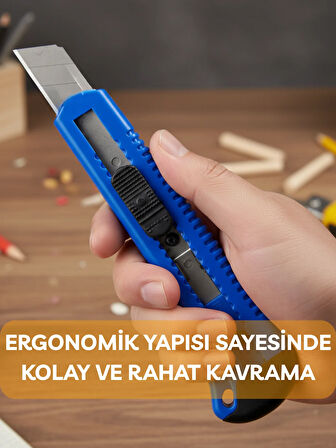 Falçata Plastik Gövde Geniş Maket Bıçağı Büyük Boy Halı Karton Kutu Gündelik Kullanım Hobi Bıçağı 15 CM