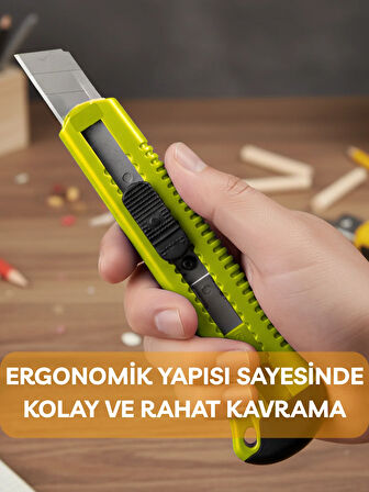 Falçata Plastik Gövde Geniş Maket Bıçağı Büyük Boy Halı Karton Kutu Gündelik Kullanım Hobi Bıçağı 15 CM