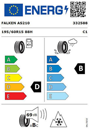 Falken 195/60 R15 TL 88H EUROALL SEASON AS210 Dört Mevsim Lastiği (Üretim Tarihi:2024)