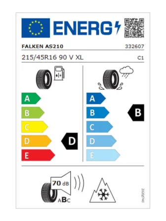 Falken 215/45R16 90V XL TL Euroall Season As210 Oto 4 Mevsim Lastiği (Üretim Yılı: 2026)