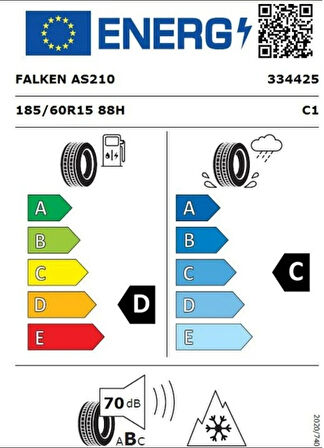 Falken 185/60 R15 TL 88H XL EUROALL SEASON AS210 Dört Mevsim Lastiği (Üretim Tarihi:2025)