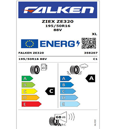 Falken 195/50 R16 TL 88V XL ZIEX ZE320 Oto Yaz Lastiği (Üretim Tarihi:2025)
