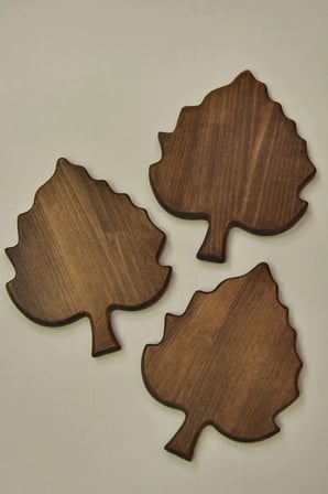 Fam Wood Art 3'lü Ahşap Çınar Yaprağı ,Organizer,Çok Amaçlı Stand Kesme Tahtası 21 cm x 28 cm