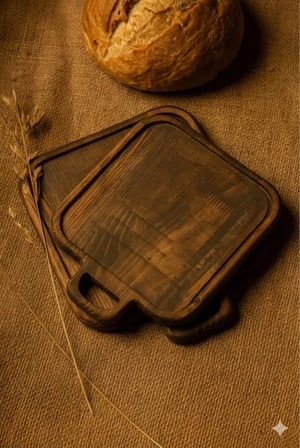 Fam Wood Art 2'li Doğal Ahşap Kızartma Tabağı Nihale Small Sunumluk Supla,Aksesuar Organizeri 19 x 23 cm
