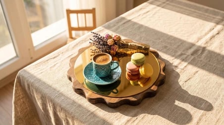 fam wood art Büyük Boy Gold Papatya Ahşap Sunumluk ,Supla ,Nihale ,Kahvelik ,Pasta ve Kek Standı,Aynalı %100 Çam