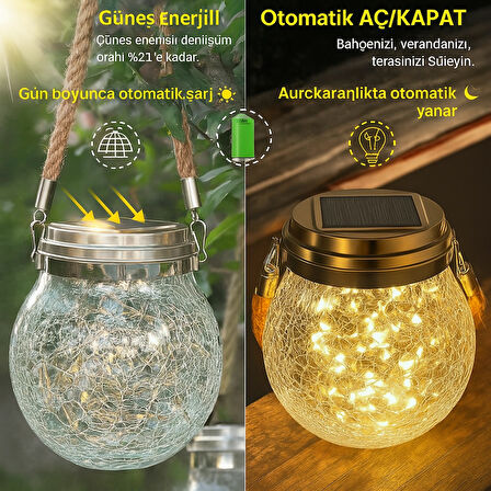 QASUL Güneş Enerjili Mason Cam Kavanoz Noel Açık Hava Dekoratif Bahçe Feneri Yol Veranda