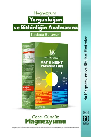 Naturalnest Day Night Magnezyum 60 Tablet 2 Adet