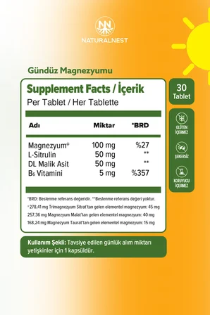 Naturalnest Day Night Magnezyum 60 Tablet 2 Adet