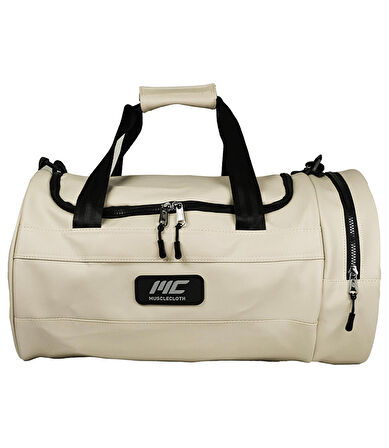 MuscleCloth Elite Duffel Bag Silindir Spor Çanta Bej