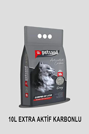 Ekstra Aktif Karbonlu Topaklaşan Bentonit Gri Kedi Kumu 10L