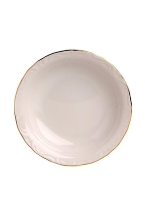 Porselen Çukur Yemek Tabak 6'lı Altın Yaldızlı 19 Cm