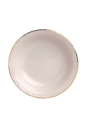 Porselen Çukur Yemek Tabak 12'li Altın Yaldızlı 19 Cm