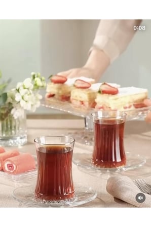Elysia Çay Bardağı Çay Takımı Seti 12 Parça Çay Seti 6 Kişilik