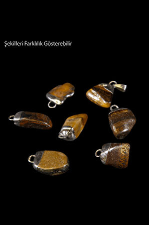 Sertifikalı Tamburlanmış Gerçek Kaplan Gözü Taşı Kolye