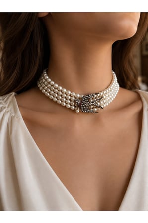 Zirkon Taşlı Choker İnci Kolye Kırlangıç Kuş Figürlü