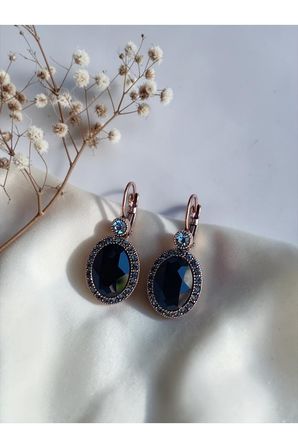 Kristal Taşlı Oval Küpe