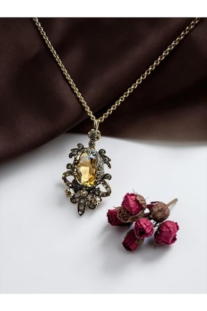 Kristal Taşlı Otantik Tasarım Kolye