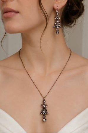 Zirkon Taşlı Küpe ve Kolye Seti Otantik Tasarım