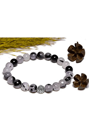 Sertifikalı Gümüş Aparatlı Rutil Kuvars Taşı Bileklik - Gümüş Aparatlı (melek Saçı)