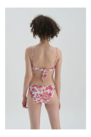 Fuşya - Beyaz Düşük Bel Bikini Alt