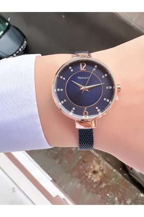 Kadın Rose Gold Ince Çerçeve Gümüş Hasır Kordon Kol Saati - Klasik, Rakamsız Kadran