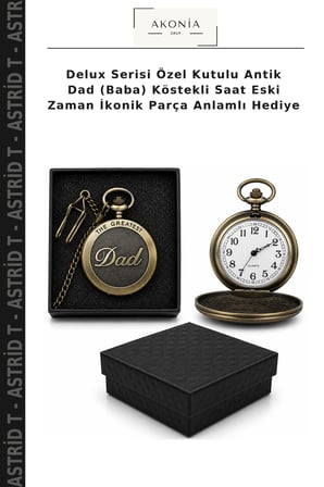 Delux Serisi Özel Kutulu Antik Dad (Baba) Köstekli Saat Eski Zaman İkonik Parça Anlamlı Hediye