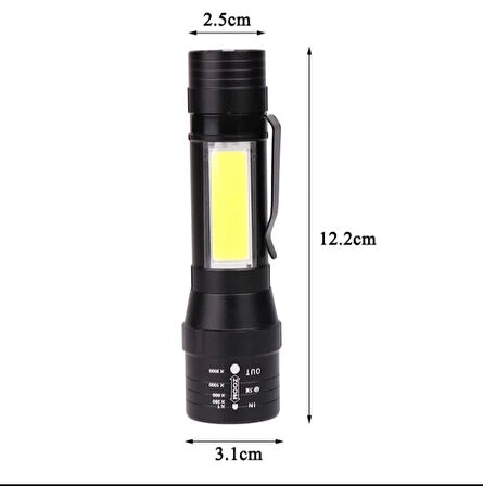 Wuben Wb-017 Zoomlu Şarjlı Cob Led Güçlü El Feneri