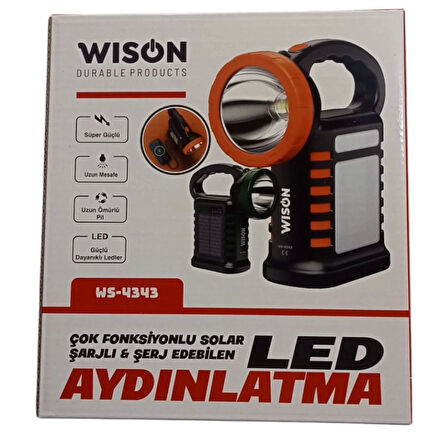 Wıson Ws-4343 Çok Fonksiyonlu Solar Şarjlı Powerbanklı Kamp Lambası
