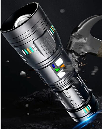 Pro F-3002 Alüminyum Tg Led Gece Şeritli Type-c Şarjlı El Feneri