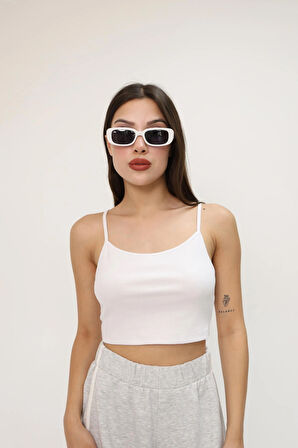 Fibula Moda Beyaz Kadın Crop