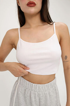 Fibula Moda Beyaz Kadın Crop
