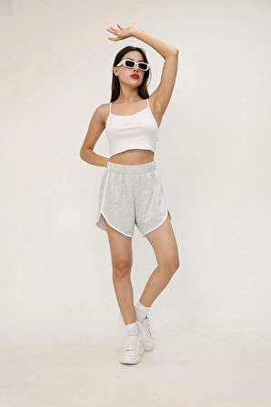 Fibula Moda Gri-Melanj Kadın Şort