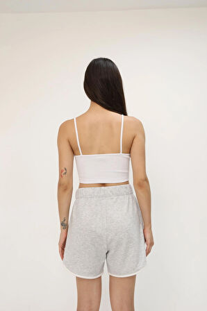 Fibula Moda Gri-Melanj Kadın Şort