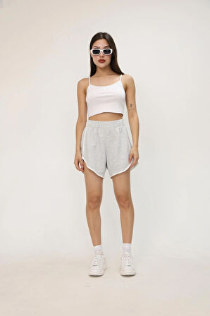 Fibula Moda Gri-Melanj Kadın Şort