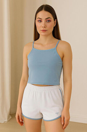 Fibula Moda Açık Mavi Kadın Crop