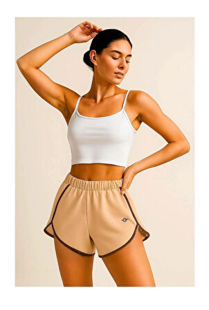 Fibula Moda Bej Kadın şort